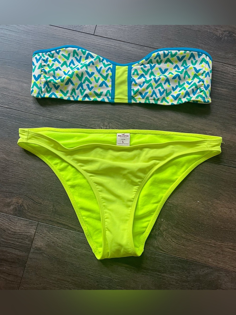 Hollister bikini set bandeau strapless top and yellow bottoms